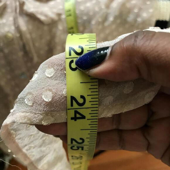 Daniel‎ Rainn Shirt Womens S Beige Silk Chiffon Textured Polka Dot Button Up Top - Picture 12 of 12